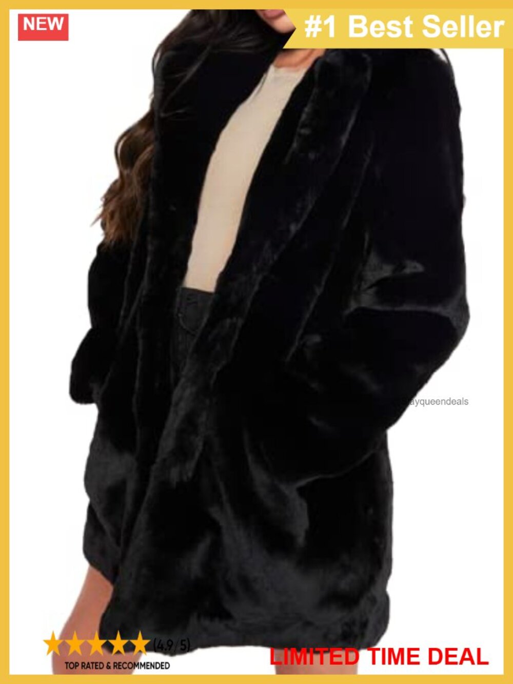 Womens Winter Warm Lapel Faux Fur Coat Oversized Button